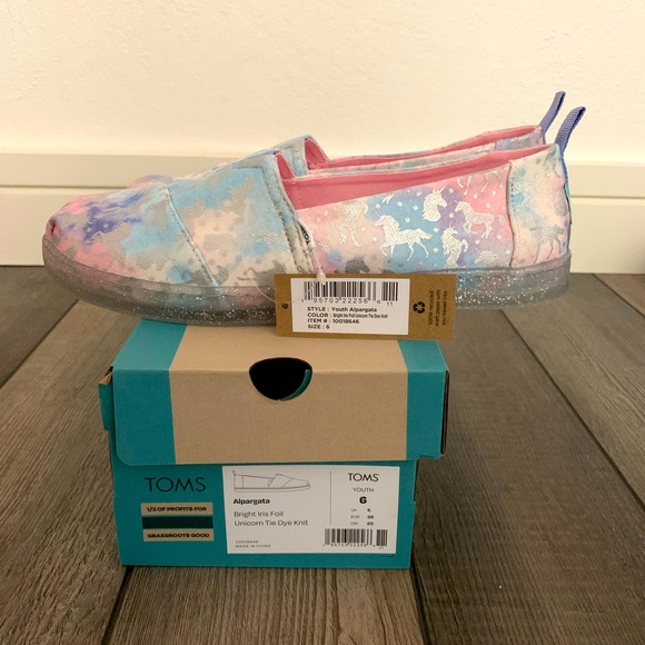 BNWT Toms Unicorn Tie Dye Knit Alpargata - Picture 1 of 5